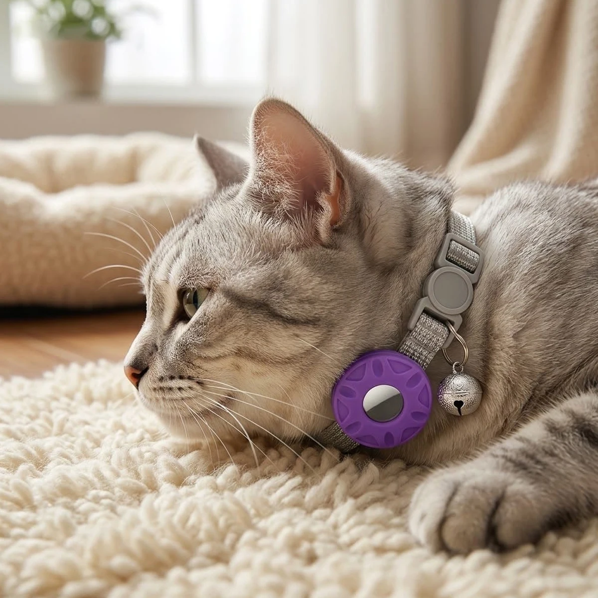 Cat Collar with Tracker Case Cat Collar Separation Function Lightweight Reflective for Cats Kittens Puppies Excluding AirTag