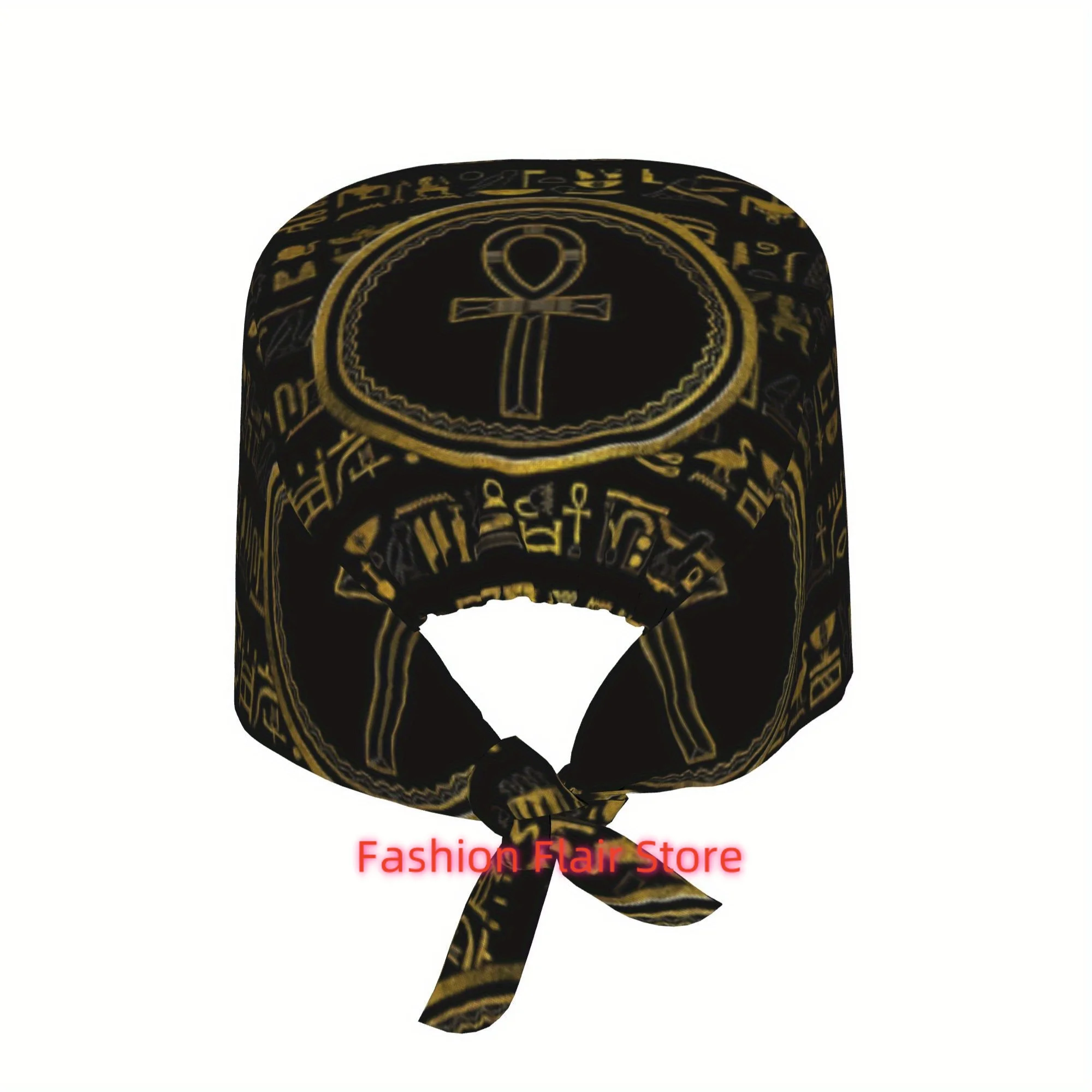 Adjustable Lightweight Work Cap Featuring The Golden Egyptian Ankh Cross Symbol, Designed for Both Men And Women, with a Lace-Up