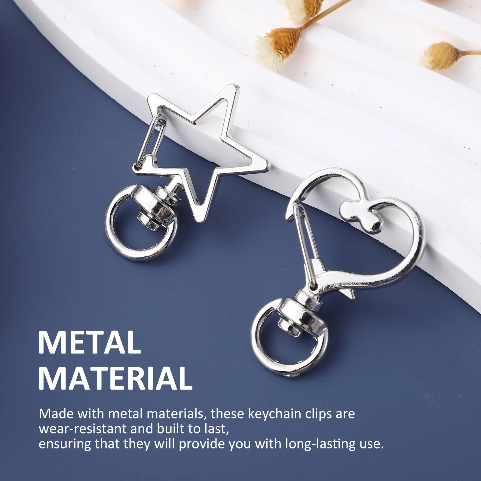 

20Pcs Lobster Claw Clasp Keychain Clip Heart Star Shape Metal Key Ring for DIY Jewelry Craft Backpack Purse Keys Organizer