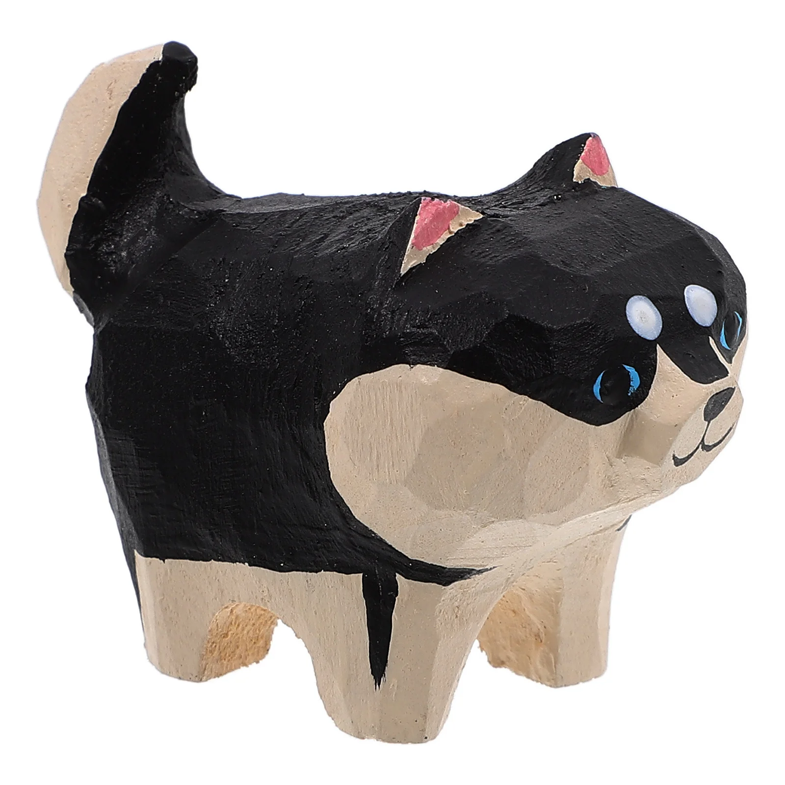 

Solid Wood Small Dog Statue Puppy Decoration Wood Carving Ornament Desktop Rustic Home Decor Dog Sculpture Wooden Decor