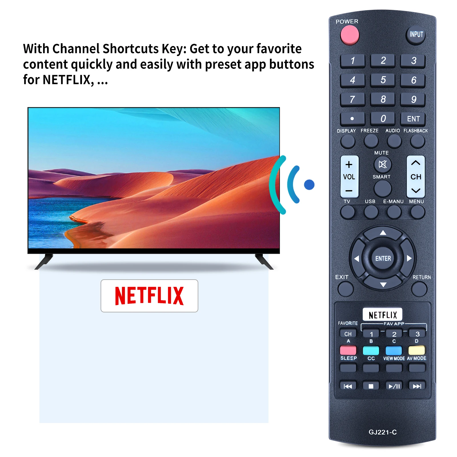 Mando a distancia de TV GJ221-C, compatible con Sharp LED HDTV LC43LE653U LC-43LE653U LC48LE653U LC-48LE653U LC32LE653U LC-32LE653U LC40L, novedad