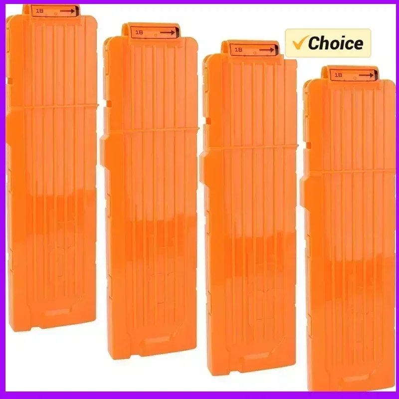 

1/4 шт. Магазины для мягких пуль на 18 дротиков, быстросъемные зажимы для игрушечного пистолета (оранжевые)