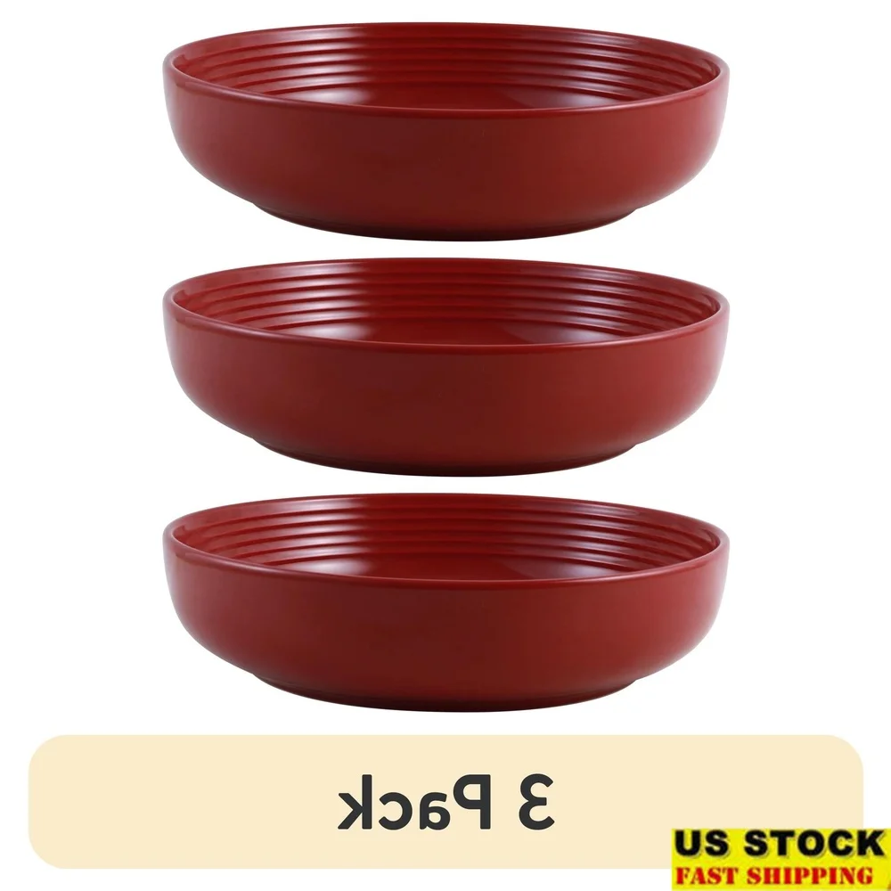 

3 Pack Chiara Stoneware Dinner Bowl Dishwasher Microwave Safe Glossy Finish Durable Soup Salad Dessert Serving Bowl