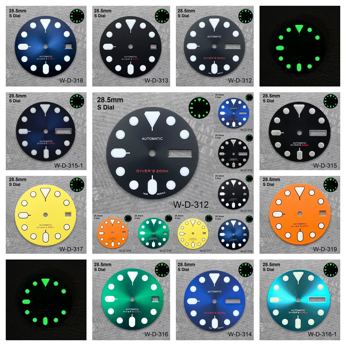 

28.5 mm S Logo SKX007 Dial Suitable For NH36/4R36 Japan Movement Green Luminous Sunburst/Matte Watch Modification Accessories