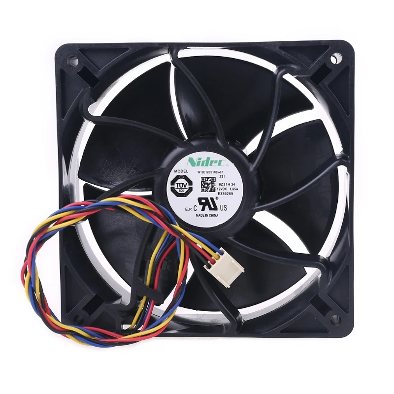 6000RPM 120mm 12cm PWM High Speed CFM Computer Cooling Fan W12E12BS11B5-57 for DC 12V 1.65A 4 wire 4-Pin Dual Ball Beari