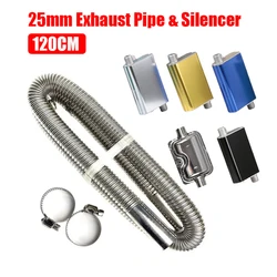 5 Type Silencer & 120cm Air Diesel Parking Heater Stainless Steel Exhaust Pipe Tube Gas Vent Hose For Car Truck Silver