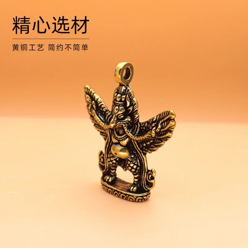 Antique Brass God of Eagle Cross Vajry Pestle Key Chain Pendant Lucky Feng Shui Charms Copper God of Elephant Pestles Keyrings