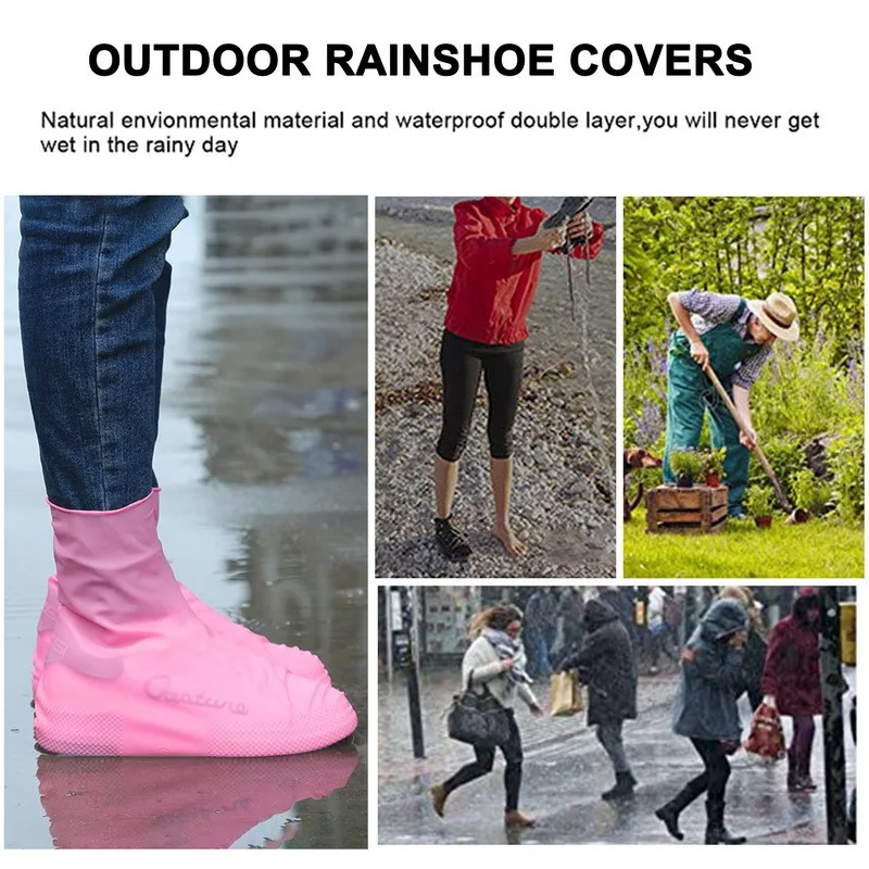 Reusable Rain Boots Waterproof Shoe Cover Silicone Unisex Shoes Protectors Waterproof Non-Slip Shoe Covers Outdoor Rainy Boots