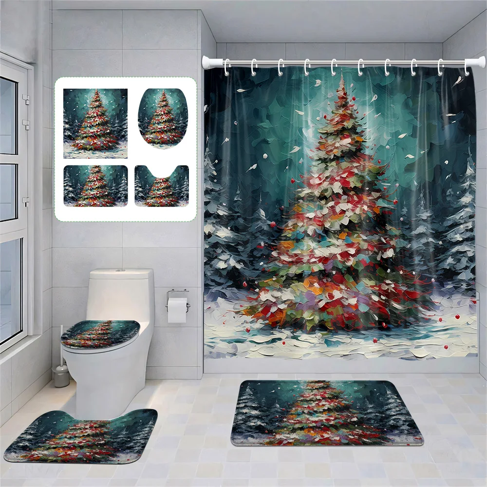 Home dusch vorhänge bad decora wasserdichter stoff rutsch feste bade matte wasser absorptions vorhang moderne nordische frohe weihnachten