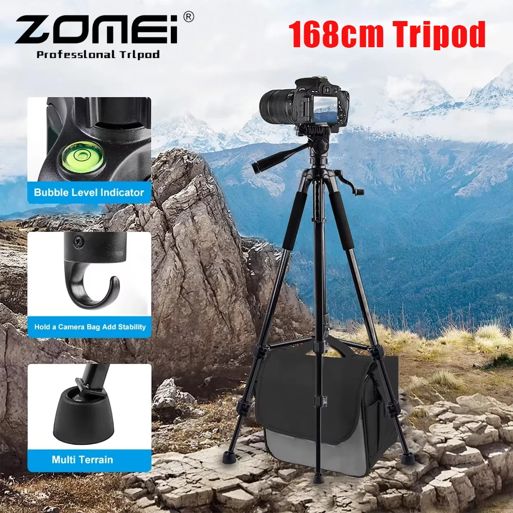 

ZOMEI 168cm Tripod Professional For Phone Camera Stand Lightweight Universal Photography For Xiaomi Huawei DSLR Free Shipping