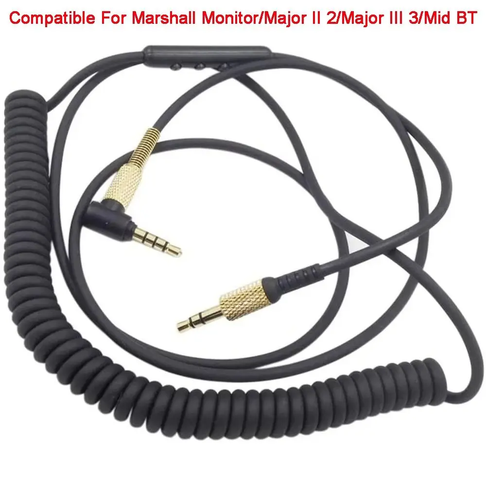 Coiled Headphone Replacement Cable Built-In Microphone Headphone Audio Cord for Marshall Monitor/Major II 2/Major III 3/Mid BT view 6