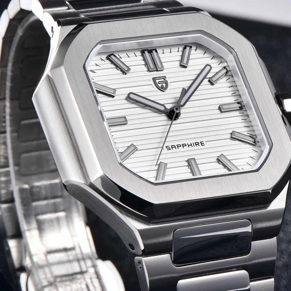 PAGANI DESIGN ساعة كوارتز ساعة رجالي فاخرة مضيئة ساعة رجالي الفولاذ المقاوم للصدأ مقاوم للماء ساعة اليد AR الياقوت مرآة على مدار الساعة