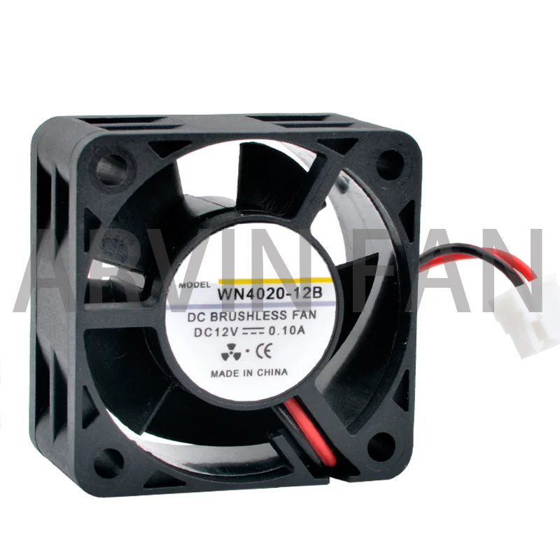 WN4020-12B 4 ซม.40 มม.40x40x20 มม.DC12V 0.06A 0.10A 2pin 6500/8500rpm Dual Ball Bearingพัดลมระบายความร้อนสําหรับแชสซี 1Uแหล่งจ่ายไฟ