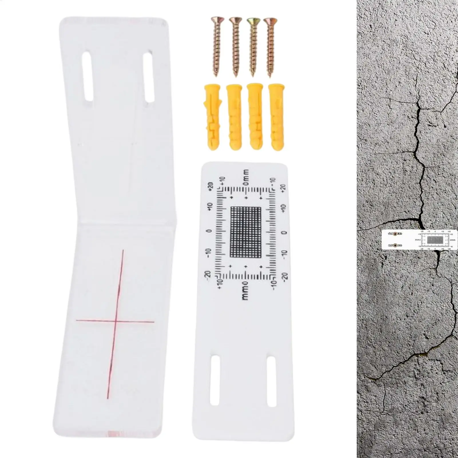 Crack Monitor L Shape Acrylic Measuring Ruler Crack Measuring Instrument for Detection Tracking Building Internal External Wall