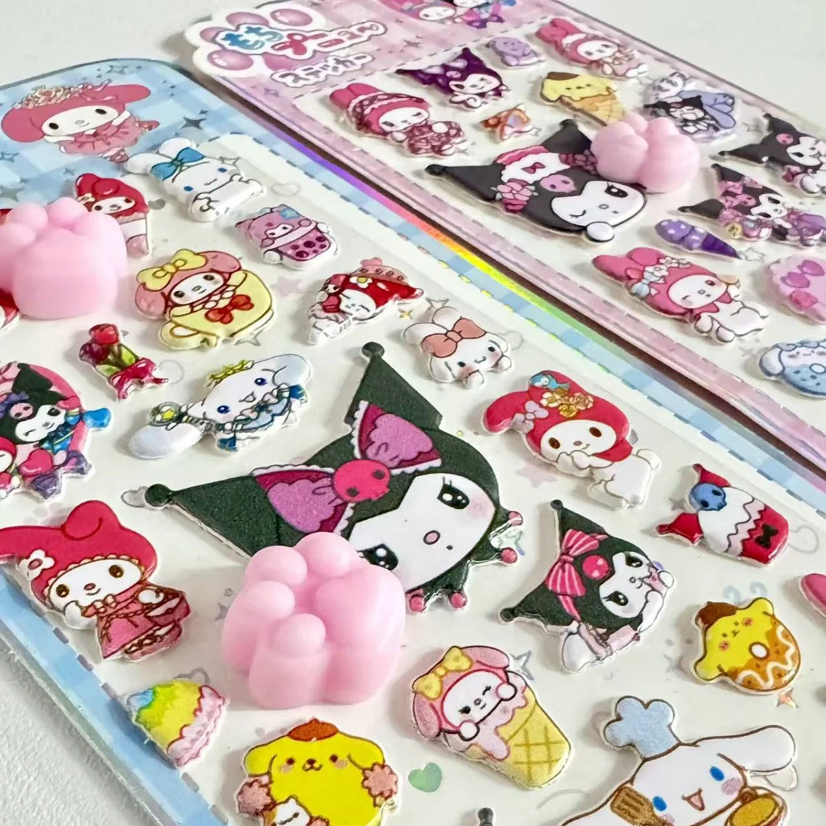 Sanrio Soft Pinched Happy Soft Cute Cat Claw Decompression Sticker Bubble Sticker Phone Case Decoration Sticker