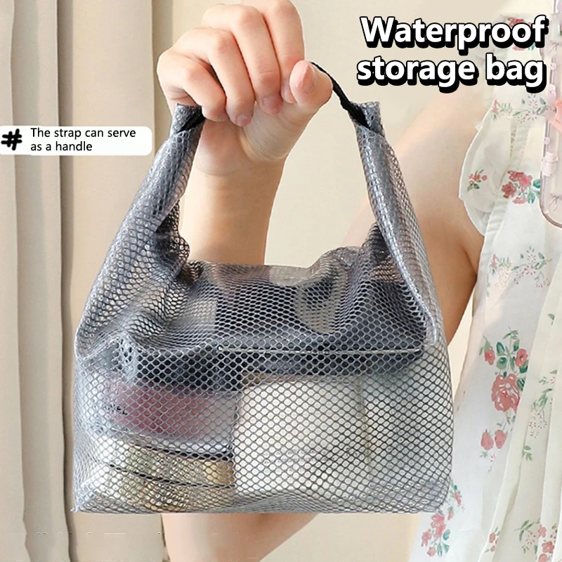 Portable Large Capacity Shopping Bag Snap Toiletry Bag Transparent Waterproof Tote Bag Cosmetic Storage Bag Handbag