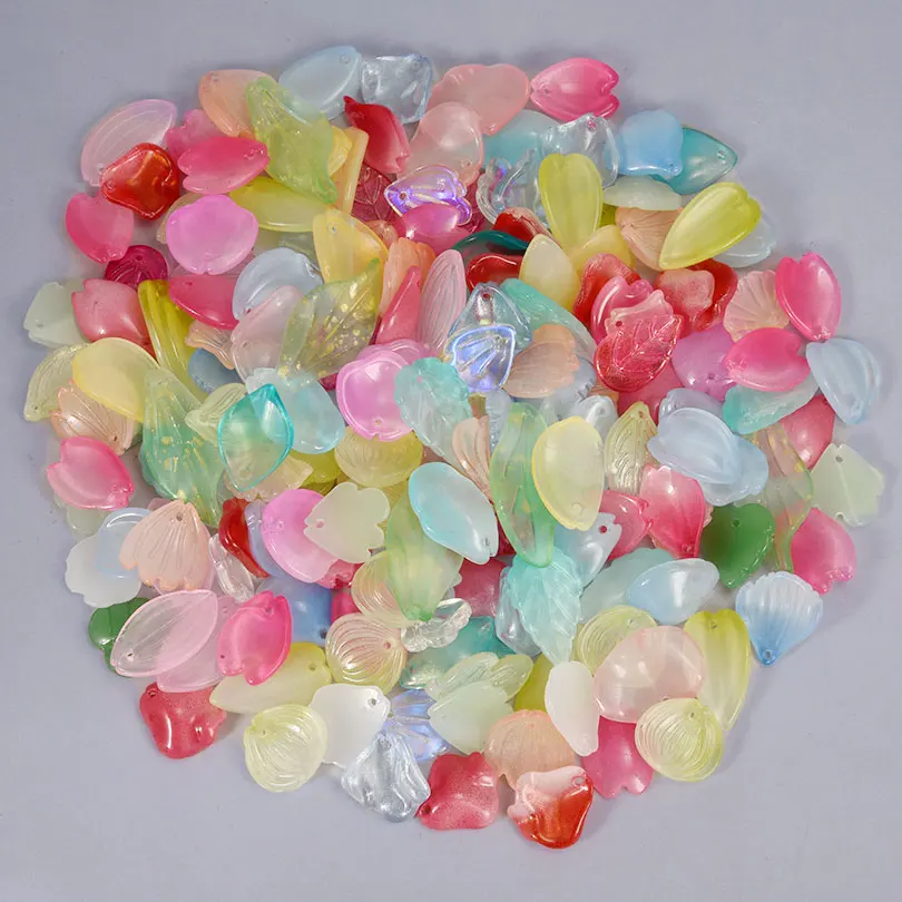 

10/20/30pcs Handmade Glass Leafs Bulk 3D Mixed Glass Loose Spacer Beads For Jewelry Making Hairpin Handmade Diy Accessories