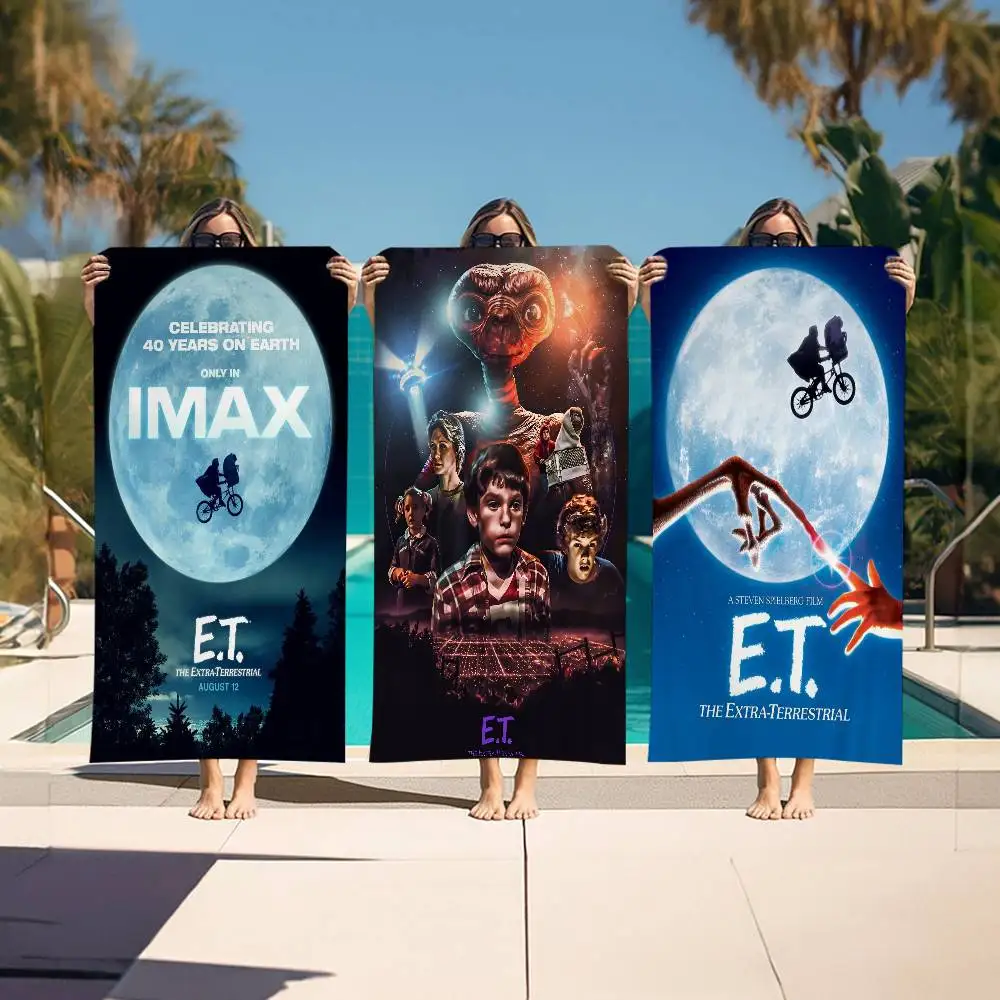 Movie E.T. The Extra-Terrestrial Anime Beach Swimming Towel Soft Absorbent Washcloth Children's for Kids Travel Camping Gym