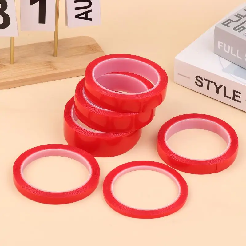 Red 3Meter 12/15/20/25mm Width Transparent Tape Double Sided Tape Nano Tape Washable Adhesive Nano Traceless Sticker Glue