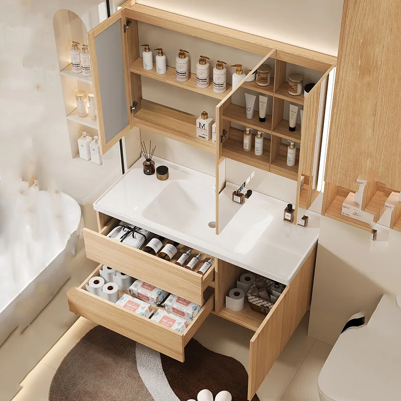 Drawers Luxury Bathroom Cabinet Modern Paper Space Saver Partitions Display Toilet Cupboard Storage Gabinete Trendy Furniture