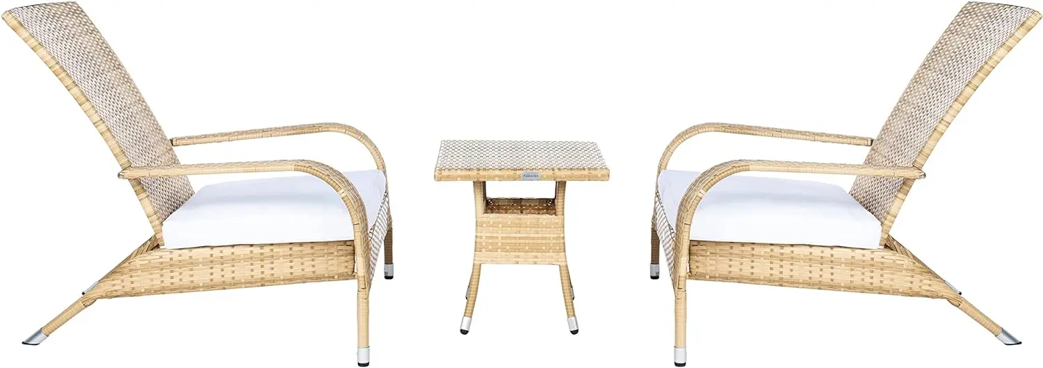 Outdoor Collection Edna Natural/White Cushion 3-Piece Lounge Set with Table