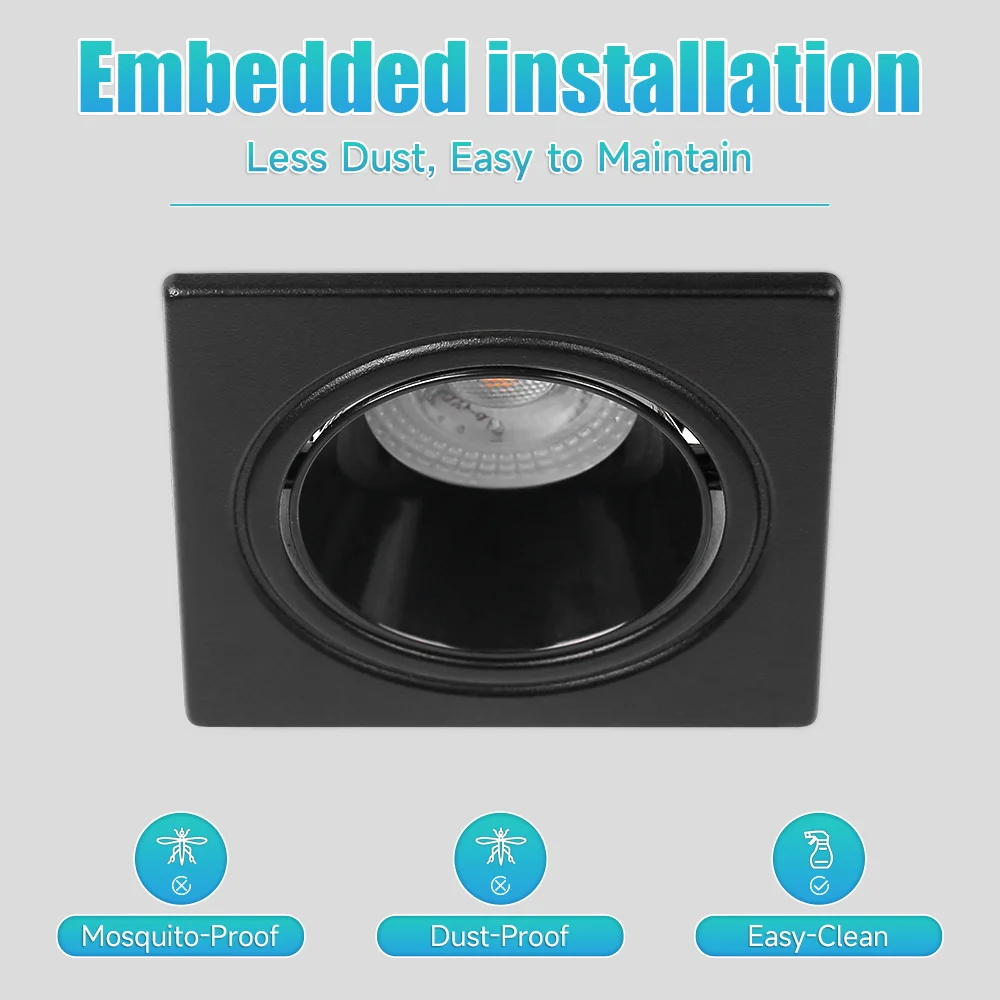 

Recessed Led Ceiling Spotlight Downlight 25W Replace GU10 Bulb Panel Light For Living Room Bedroom Kitchen Round Indoor Flex 45°