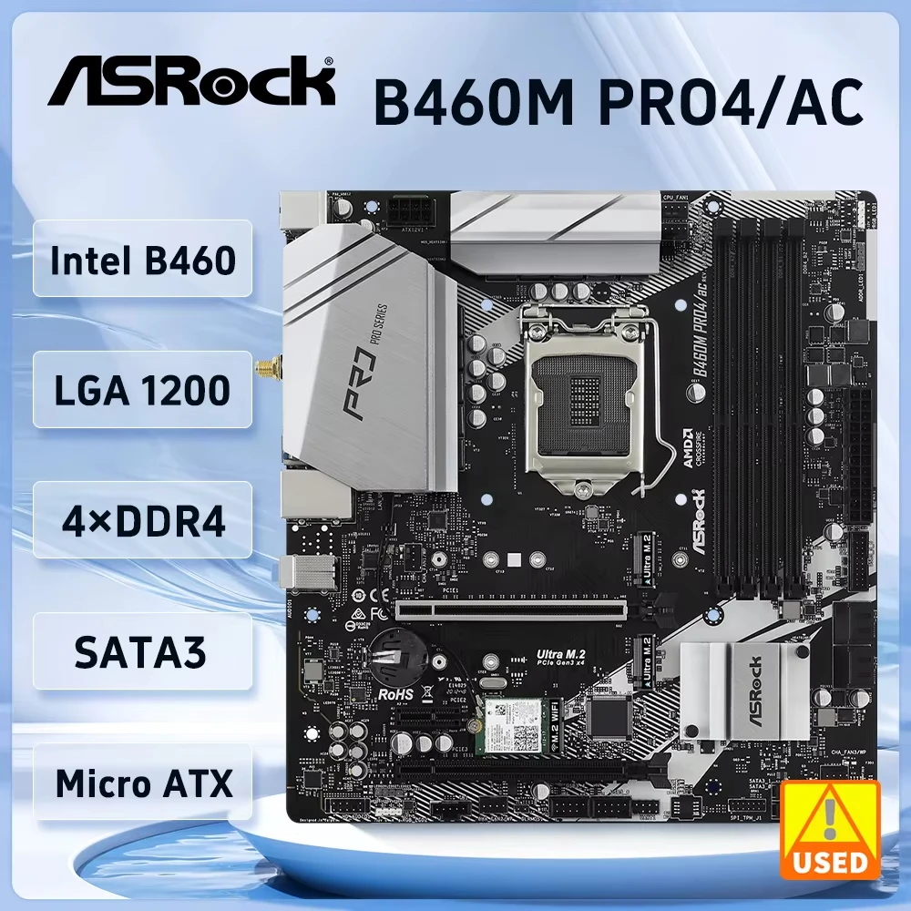 ASROCK B460M PRO4/AC moederbord B460 moederbord LGA 1200 DDR4