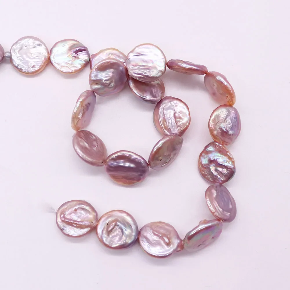 Creative Natural Purple Irregular Round Disc-Shaped Button Beads Straight-Hole Loose Beads DIY Necklace Jewelry Accessories