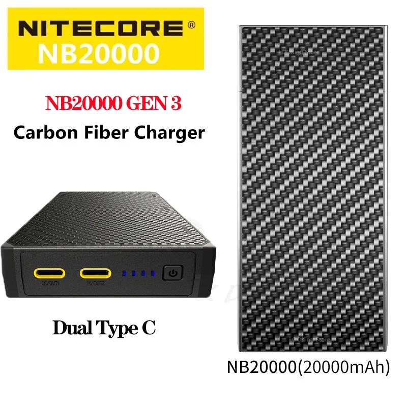 Nitecore NB20000 NB10000 V2.0 NB5000mAh Mobile Power Bank PD  Quick Charge With charger for Smart Watche Earphone iPhone Xiaomi