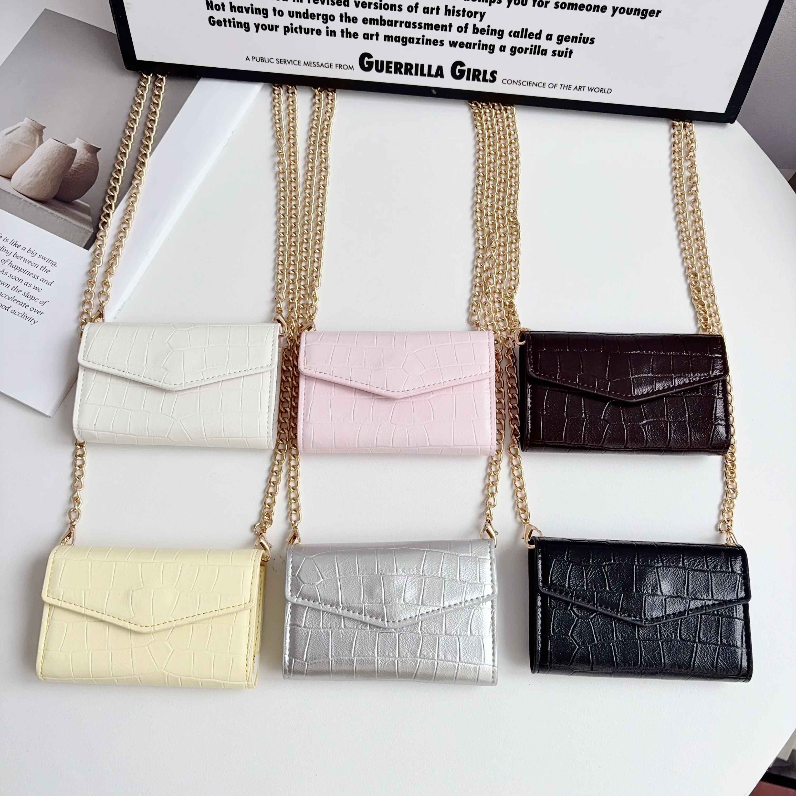 Crocodile Mini Crossbody Bag PU Leather Chain Shoulder Bag Women Flap Handbag Phone Coin Purse Multi Color Casual Sling Bag