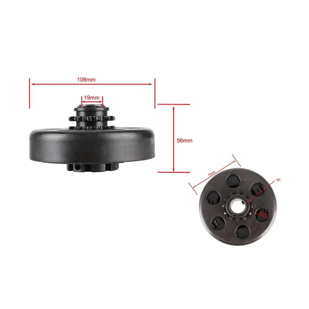 

Центробежное автоматическое сцепление 19 мм, 12 зубьев, подходит для двигателя мини-велосипеда GO Kart Fun Kart 35 # 86секционная цепь