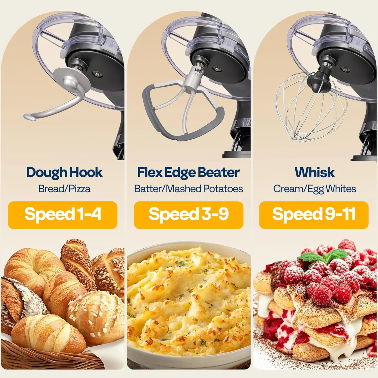 Electric Stand Mixer with 6 Qt Bowl, One-Touch Presets for Baking Dough, Cake, Bread - Gray