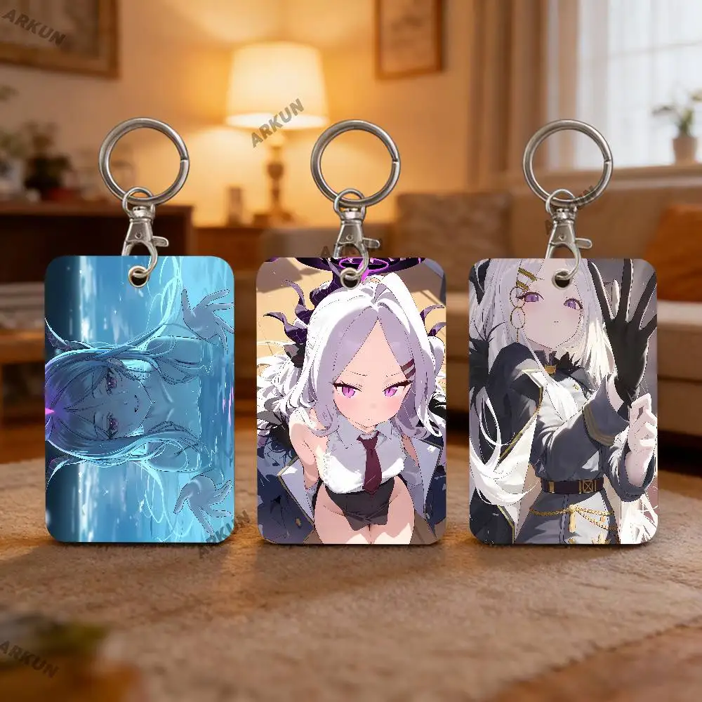 Kawaii Hot Hina Sorosaki Video Game Blue Archive Gaming Card Holder, Anime Student IDKey Card Protector, Durable PVC Cover