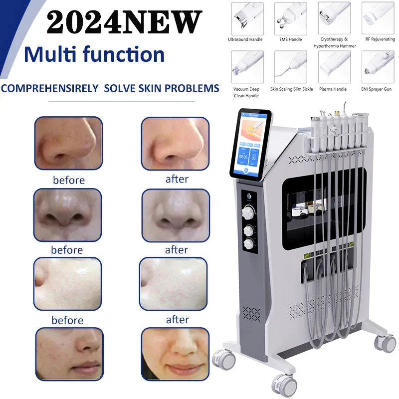 

M8D & M8X Hydro Dermabrasion 8 in 1 Oxygen Spray Skin Rejuvenation Moisturizer Deep Cleaning RF EMS Ultra Cryo Exfoliate Device