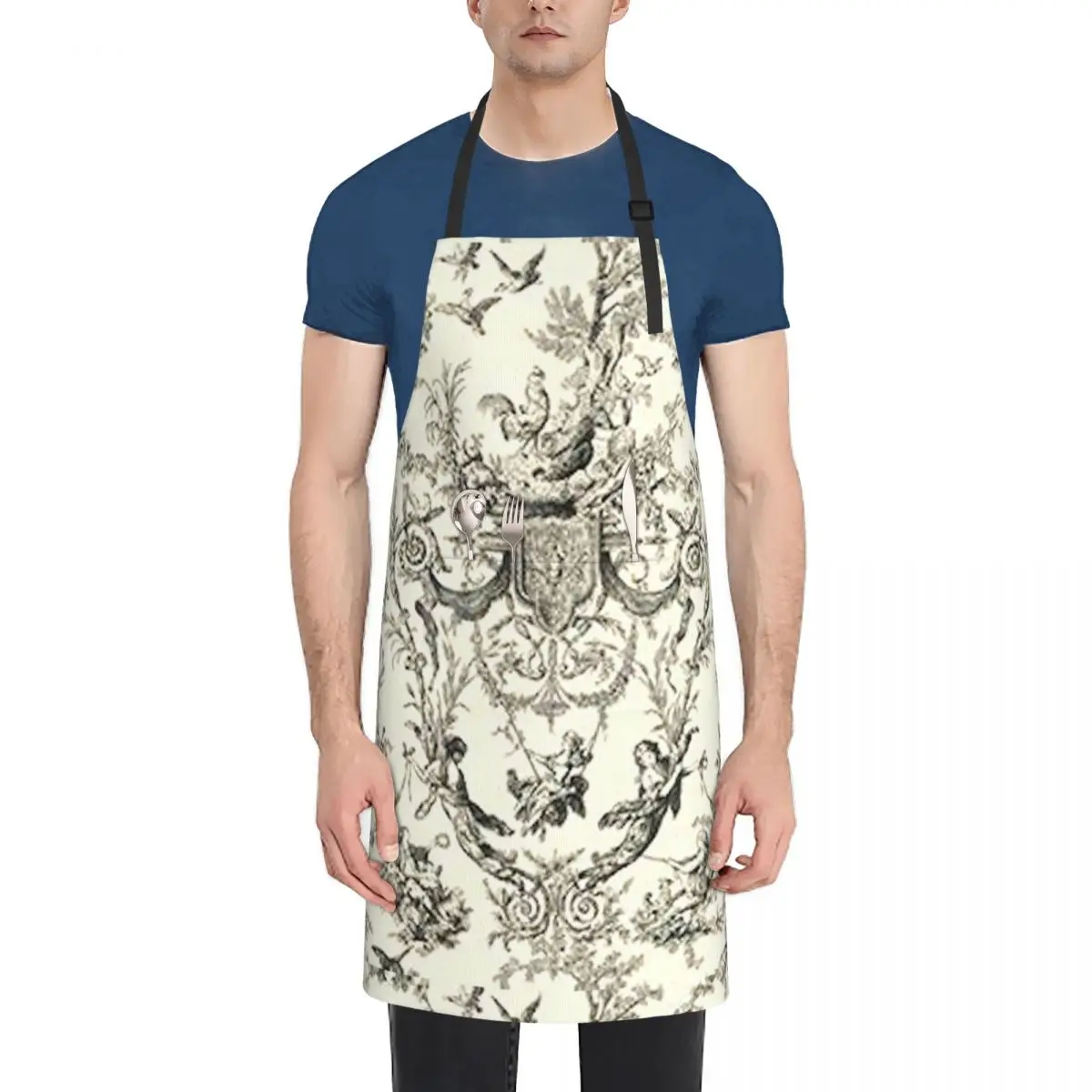 

Heavenly French Toile Apron barber men For Kitchen Women Apron