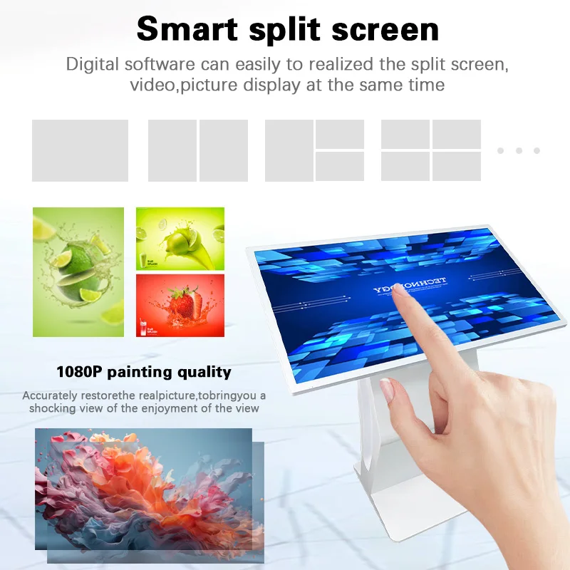 LCD Information Kiosk Touch Screen Displays With  Interactive Table Indoor Design 10 Points Touch Full HD Resolution