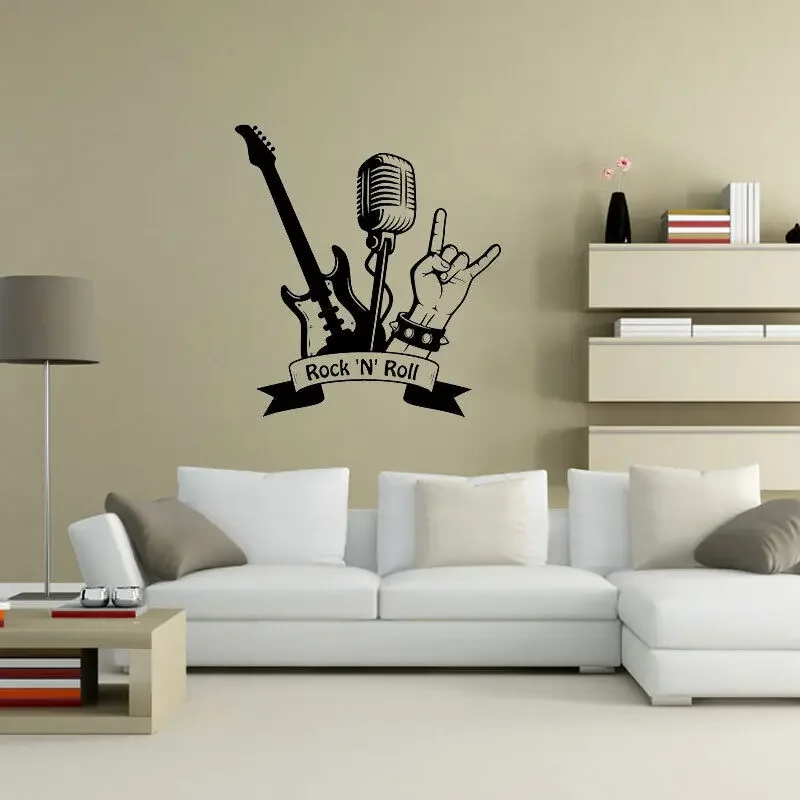 Music Wall Stickers Rock N Roll Vinyl Wall Decals Musician Stickers Murals Home Living Room Bedroom Fashion Decoration YY25