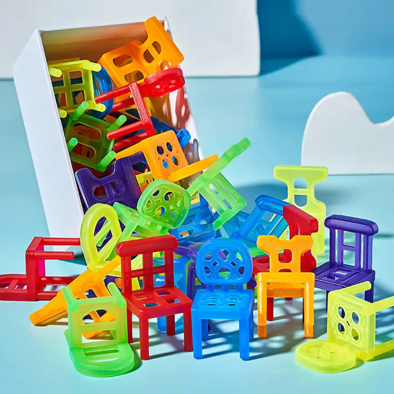 36/72pcs Children\'S Mini Chair Stacking Toy Balance Game Plastic Blocks Assembly Educational Interactive Family Toys Xmas Gifts