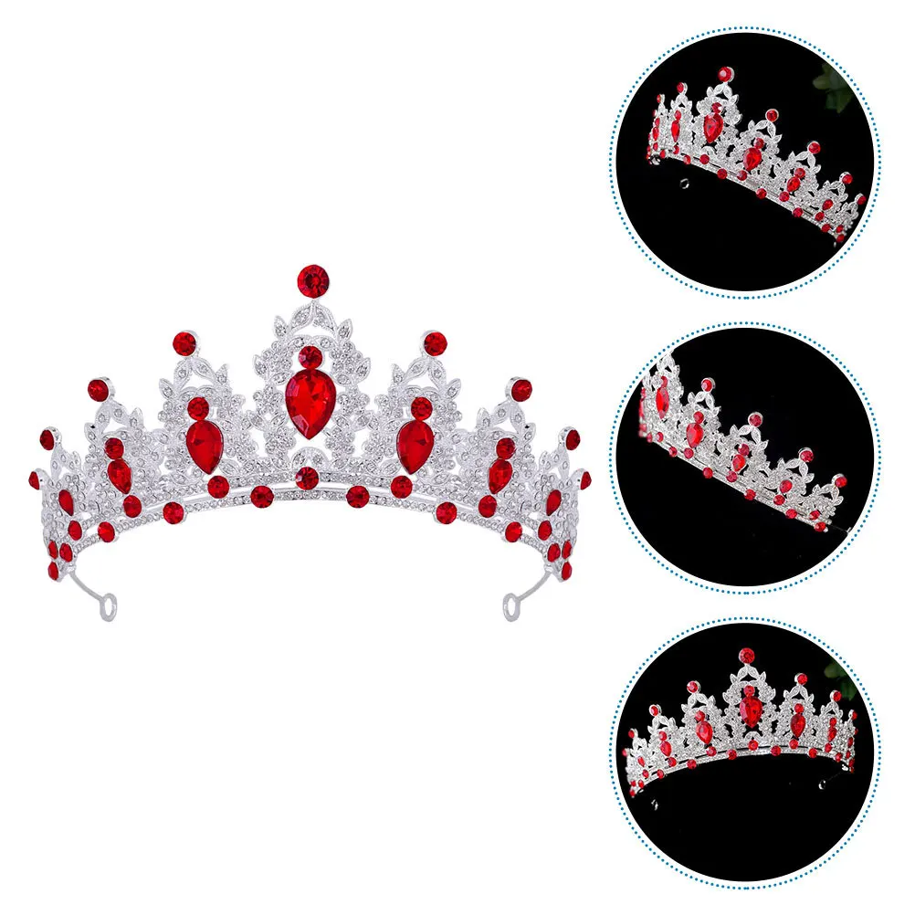 

Baroque Crown Red Rhinestone Tiara Bridal Headwear for Weddings Proms Birthdays Quinceanera Events Red Quince Crown