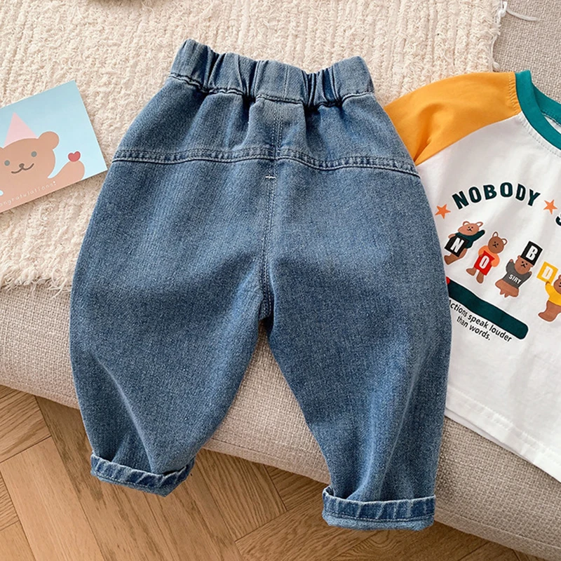 Spring Kids Baby Solid Color Boys Girls Jeans 0-6 Years Old Baby Children Korean Casual Kids Baby Boys Girls Jeans