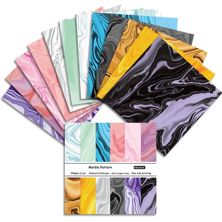 Marmormuster DIY Fotoalbum Scrapbook Handkonto Hintergrundpapier 6 Zoll einseitiges Musterpapier 12 Stile