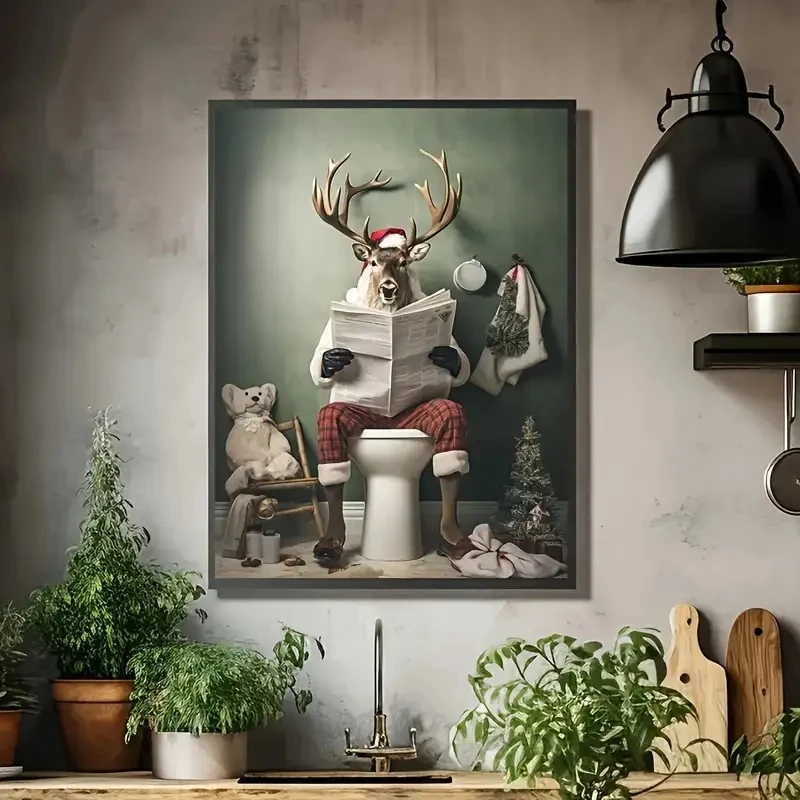 

The Fun Reading Newspapers in The Toilet The Modern Canvas Wall Art The Decoration The Living Room, Bedroom, Kitchen Corridor