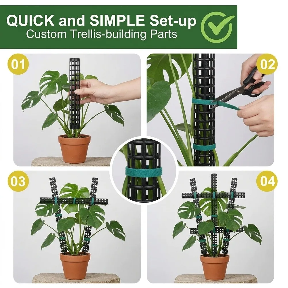 Plastic Plant Support System for Climbing Plants Offers Steady Holding Force Without Restricting Natural Growth Patterns