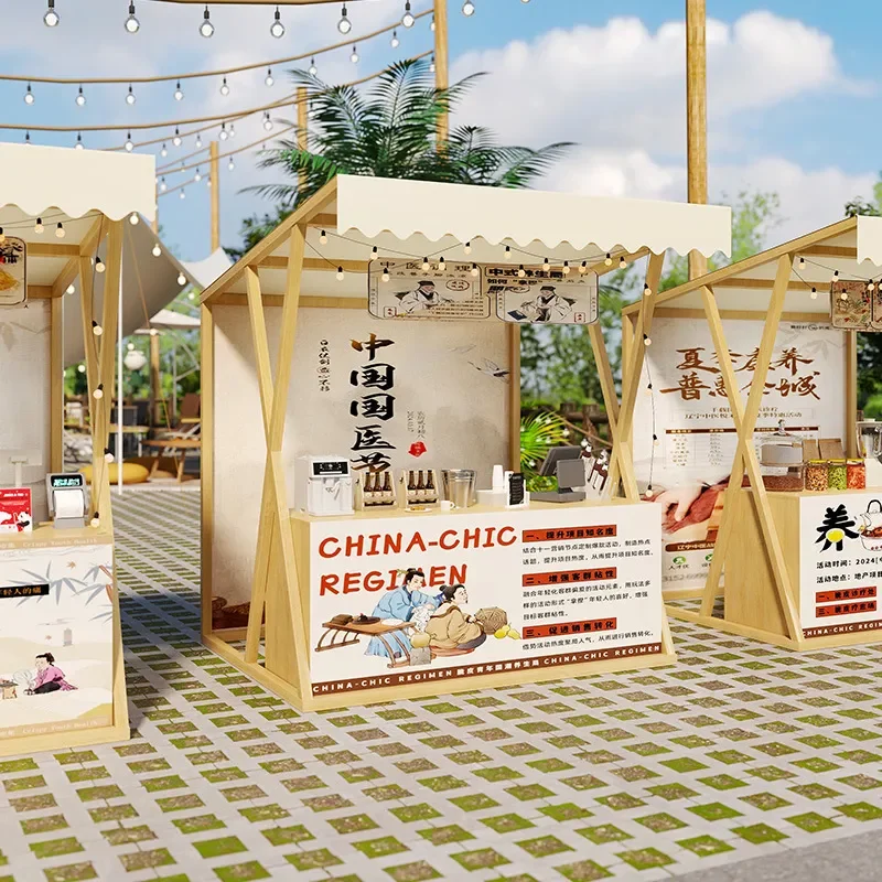 For Outdoor Market Food Festival Large Movable Snack Stand Display Stall Night Market Vendor Booth Scenic Spot Activity Kiosk