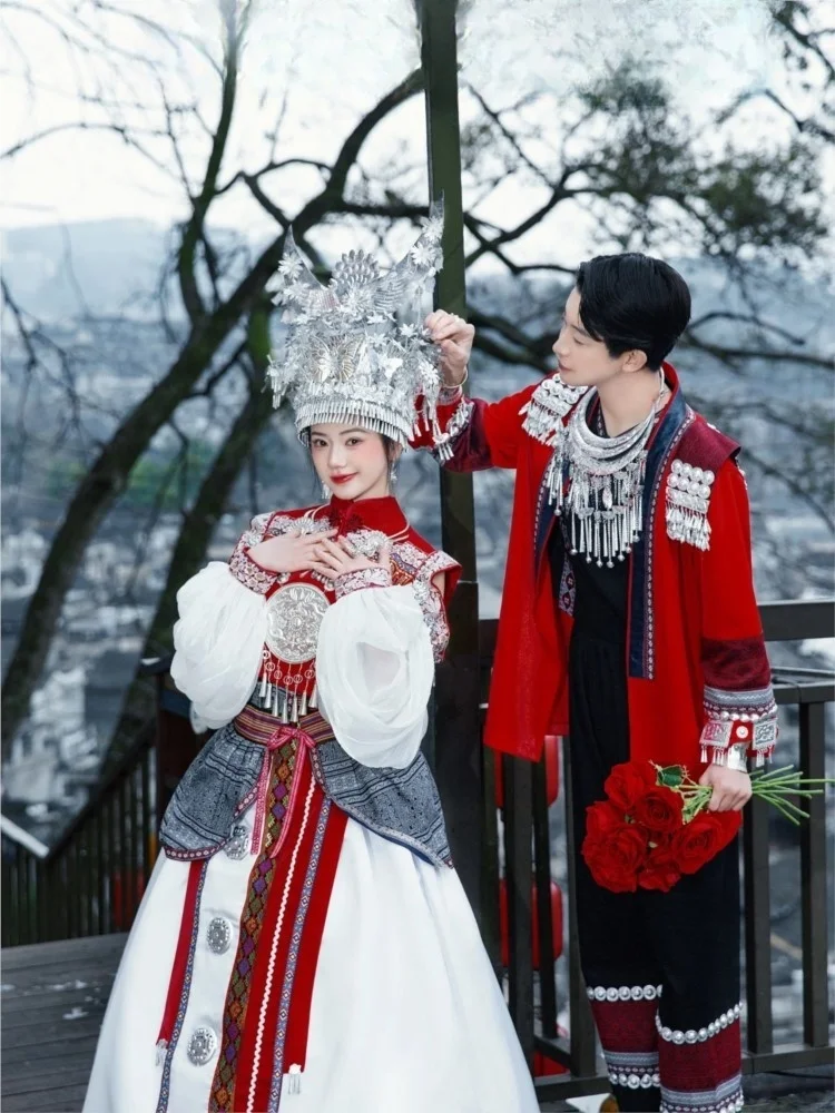 Ethnic style couple clothing travel photography photo shoot wedding dress set performance dance