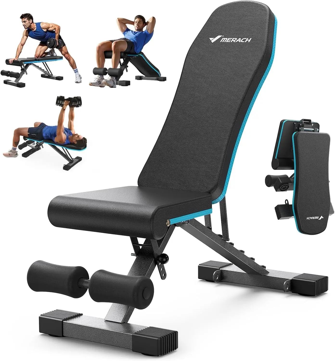 Weight Bench, Foldable Weight Bench for Home Gym, 990LBS, 72 Training Angles, Incline Bench Press for Full Body