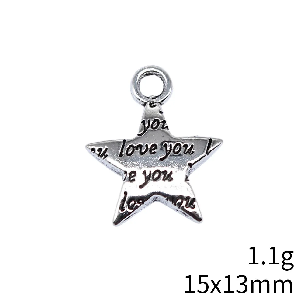 WYSIWYG 5pcs 15x13mm 3 Colors I Love You Pentagram Charms Pendant For DIY Jewelry Making Jewelry Craft Findings