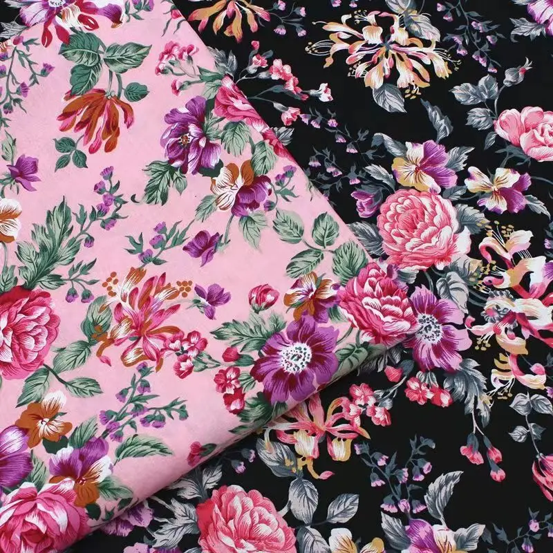 100X148cm Cotton Poplin Fabric Sew On Clothes Shirt Bow Dress Fabric Spring Summer Vintage Rose Flower Patterns