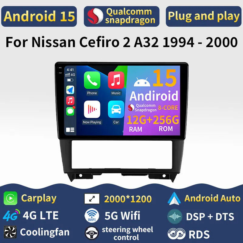 

Android 15 Carplay для Nissan Cefiro 2 A32 1994 1995 1996 1997-2000 Автомобильный радиоприемник 360 камера 4G LTE плеер WIFI авто мультимедиа 2din