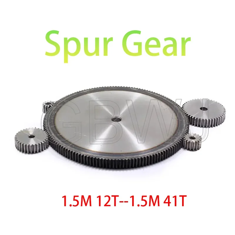 1pc Spur Gear 1.5M 12T-41T Metal Transmission Gear 45# Steel 1.5 Modulus 12 13 14 15 16 17 18 19 20 21 22 23 24 25 26 27 Teeth